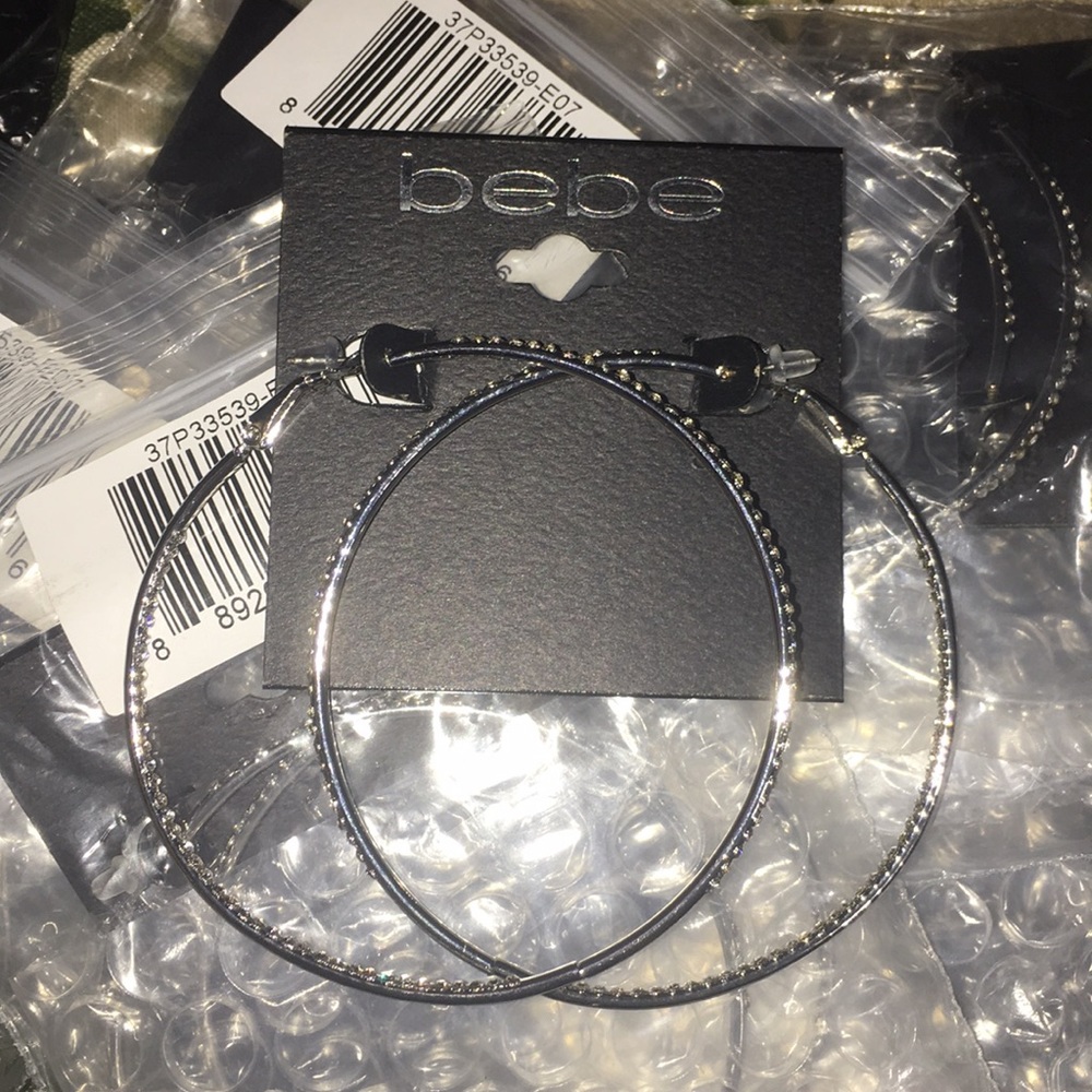 Bebe Silver Hoop Earrings